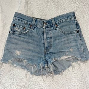 Levi 501 distressed jean shorts, size 24